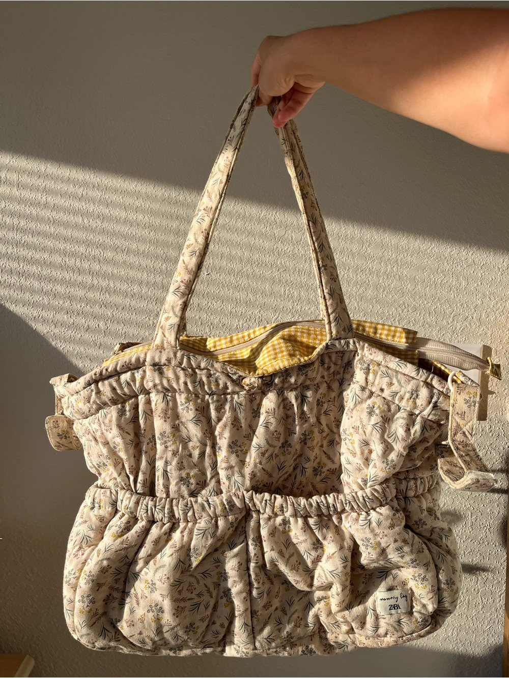 Zara Mommy Bag Cotton Quilted Floral Tote Diaper Bag